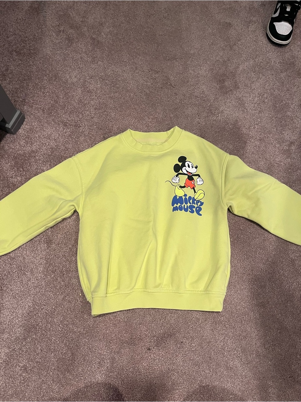 GAP Lime Yellow Mickey Mouse Crewneck Sweatshirt